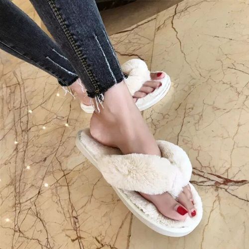 Cootelili - Tongs En Fausse Fourrure Pour Femme,Rose,Pantoufles Chaudes Et À La Mode,À Enfiler,Taille 44 Et 45 Disponibles,Hiver