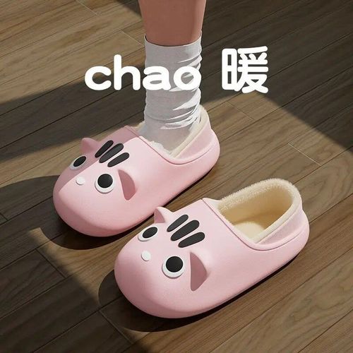 Chaussures Pantoufles D'niklégères Et Confortables Pour Femmeen Cotonchaudes Et En Pelucheavec Diapositives De Chat En Fourrure