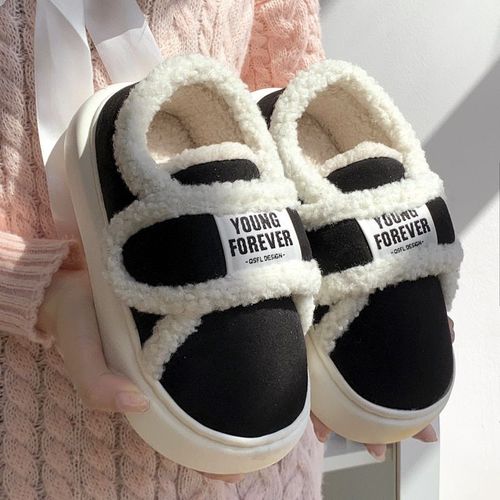 Chaussures Pantoufles Chaudes En Coton Pour Femme Et Hommechaussures Plateformesemelle Optique Douce En Peluchecouplesniksol De La Maisontalonshiver