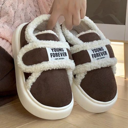 Chaussures Pantoufles Chaudes En Coton Pour Femme Et Hommechaussures Plateformesemelle Optique Douce En Peluchecouplesniksol De La Maisontalonshiver