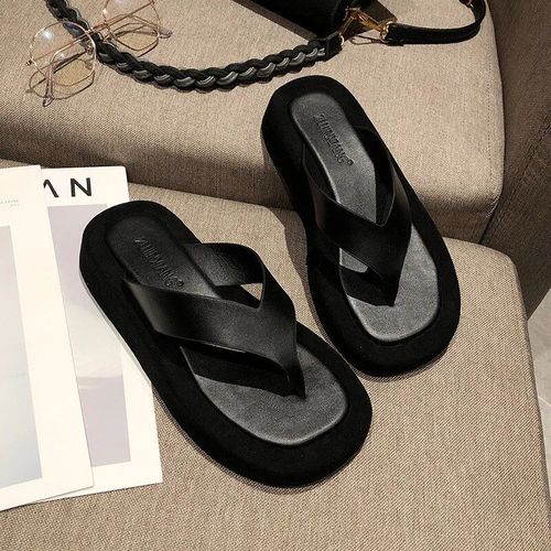 Chaussures Tongs Fondpais Pour Femmespantoufles Bout Clipchaussures De Plage Plateformetoboggans Jandalcouleurs Mélangéesnoir Et Blanccélèbre Design