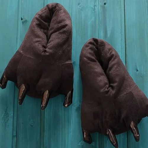 Chaussures Pantoufles De Sol D'intérieur En Peluche Patte D'animal Pour Hommes Et Femmeschaussures Doucesgriffe De Dinosauremonstre De Noëlmaisonchauddrôleenfantshiver
