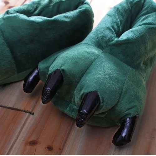 Chaussures Pantoufles De Sol D'intérieur En Peluche Patte D'animal Pour Hommes Et Femmeschaussures Doucesgriffe De Dinosauremonstre De Noëlmaisonchauddrôleenfantshiver