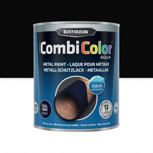 Peinture antirouille 2 en 1 CombiColor Aqua Noir Brillant 0,75L RUST-OLEUM