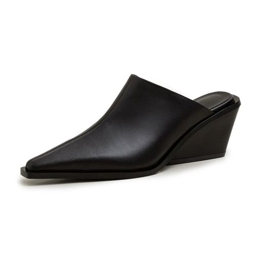 Chaussures Mules En Cuir Véritable Pour Femmeschaussures De Bureau Décontractéesmode Temporelletalonspaispantoufles Compensées D'ététout Neuf