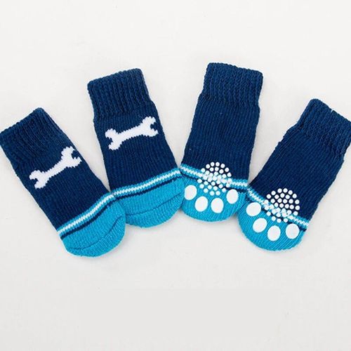 Chaussettes Imprimées Pour Chiens De Compagnie,4 Pièces/Ensemble,Haute Élasticité,Petit,Grand Chiot,Chihuahua,Protège-Pattes Épaisses,Chaussons Chauds D'hiver,Accessoires Pour Ani - Type Style 14-S