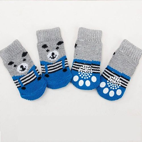 Chaussettes Imprimées Pour Chiens De Compagnie,4 Pièces/Ensemble,Haute Élasticité,Petit,Grand Chiot,Chihuahua,Protège-Pattes Épaisses,Chaussons Chauds D'hiver,Accessoires Pour Anim - Type Style 6-S