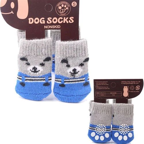 Chaussettes Antidérapantes Pour Animaux De Compagnie,4 Pièces,Chaudes,Souples,Pour Chiot,Chien,Dessin,Antidérapantes,Respirantes,Pour L'intérieur - Type M Fit Within 3.5kg #D