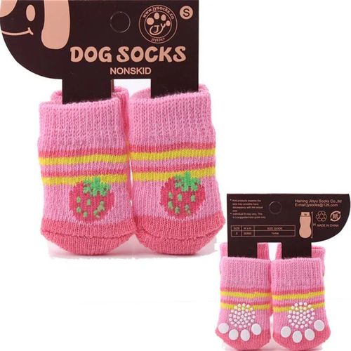 Chaussettes Antidérapantes Pour Animaux De Compagnie,4 Pièces,Chaudes,Souples,Pour Chiot,Chien,Dessin,Antidérapantes,Respirantes,Pour L'intérieur - Type M Fit Within 3.5kg #C