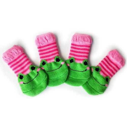Chaussettes Antidérapantes Chaudes Pour Chien,4 Pièces,En Tricot,Doux,Mignon,Dessin,Chiot,Chiot,Chien,Petit,Moyen,Produits Pour Animaux De Compagnie - Type A-L