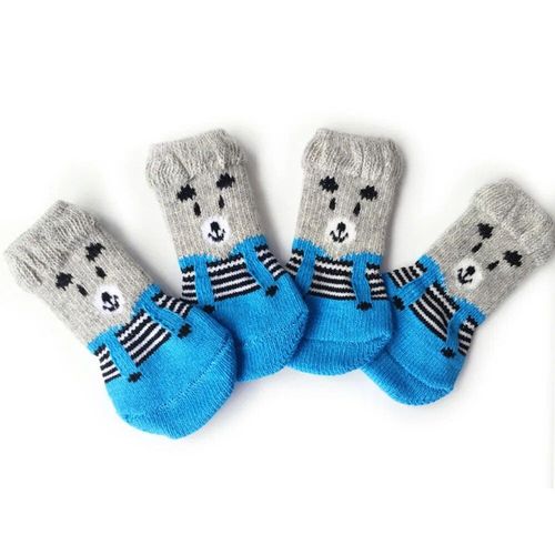 Chaussettes Antidérapantes Chaudes Pour Chien,4 Pièces,En Tricot,Doux,Mignon,Dessin,Chiot,Chiot,Chien,Petit,Moyen,Produits Pour Animaux De Compagnie - Type D-L