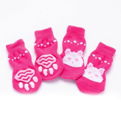Chaussettes Antidérapantes Chaudes Pour Chien,4 Pièces,En Tricot,Doux,Mignon,Dessin,Chiot,Chiot,Chien,Petit,Moyen,Produits Pour Animaux De Compagnie - Type G-S #B