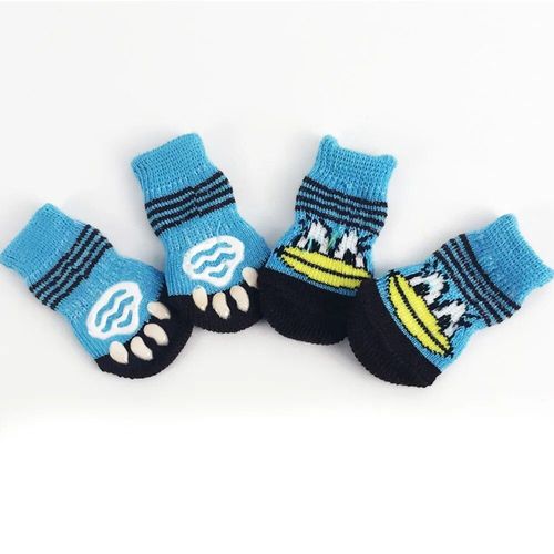 Chaussettes Antidérapantes Chaudes Pour Chien,4 Pièces,En Tricot,Doux,Mignon,Dessin,Chiot,Chiot,Chien,Petit,Moyen,Produits Pour Animaux De Compagnie - Type G-L #B
