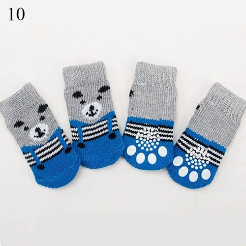 Chaussettes Antidérapantes Pour Animaux De Compagnie,4 Pièces,Chaudes,Douces,En Tricot,Imprimées De Dessin,Respirantes,Pour Chiot Et Chien,S/M/L - Type L #A