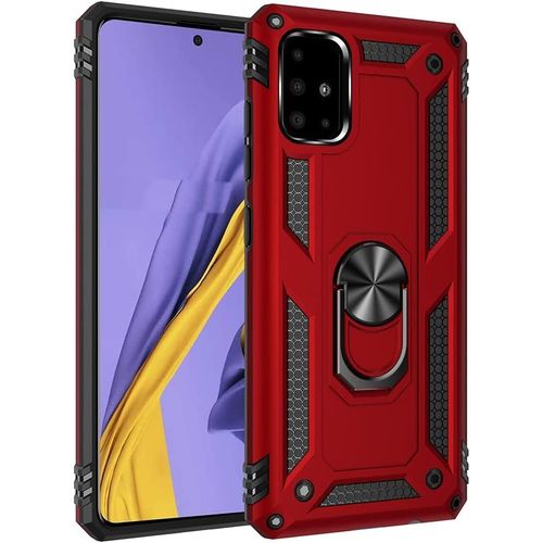 Coque Pour Samsung Galaxy A51 4g Etui, Pc Militaire + Tpu 2-En-1 Armour Protective Back Housse Avec Bracket, Rouge