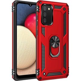 Coque Pour Samsung Galaxy A03s Etui, Pc Militaire + Tpu 2-En-1 Armour Protective Back Housse Avec Bracket, Rouge