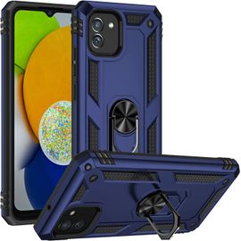 Coque Pour Samsung Galaxy A03 Etui, Pc Militaire + Tpu 2-En-1 Armour Protective Back Housse Avec Bracket, Bleu