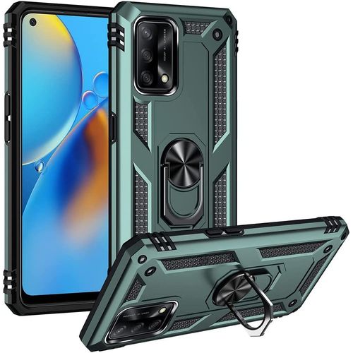 Coque Pour Oppo A74 4g(Not Fit 5g) Etui, Pc Militaire + Tpu 2-En-1 Armour Protective Back Housse Avec Bracket, Vert
