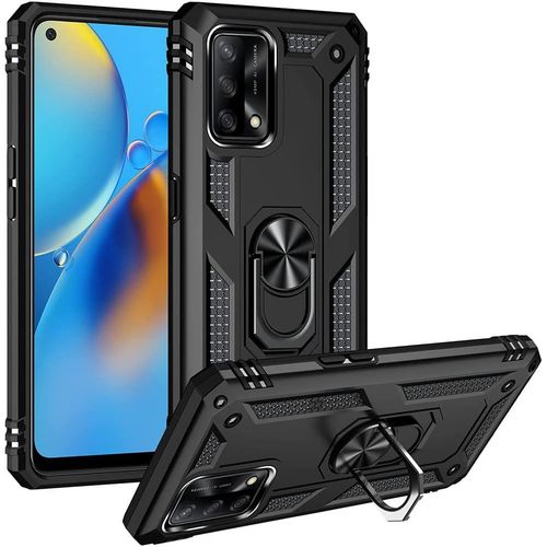 Coque Pour Oppo A74 4g(Not Fit 5g) Etui, Pc Militaire + Tpu 2-En-1 Armour Protective Back Housse Avec Bracket, Noir