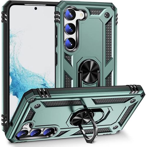 Coque Pour Samsung Galaxy S23+(Plus) 5g Etui, Pc Militaire + Tpu 2-En-1 Armour Protective Back Housse Avec Bracket, Vert