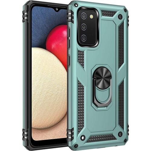 Coque Pour Samsung Galaxy A02s Etui, Pc Militaire + Tpu 2-En-1 Armour Protective Back Housse Avec Bracket, Vert