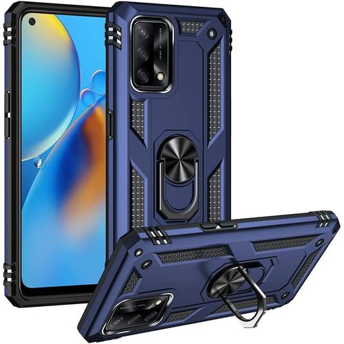 Coque Pour Oppo A74 4g(Not Fit 5g) Etui, Pc Militaire + Tpu 2-En-1 Armour Protective Back Housse Avec Bracket, Bleu
