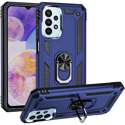 Coque Pour Samsung Galaxy A23 4g 5g Etui, Pc Militaire + Tpu 2-En-1 Armour Protective Back Housse Avec Bracket, Bleu