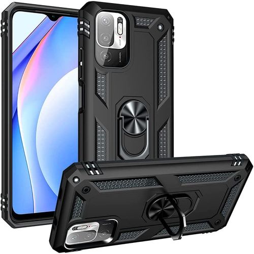 Coque Pour Xiaomi Redmi Note 10 5g/Poco M3 Pro Etui, Pc Militaire + Tpu 2-En-1 Armour Protective Back Housse Avec Bracket, Noir