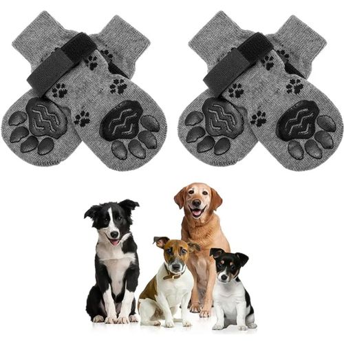 Chaussettes Antidérapantes Pour Animaux De Compagnie,Pour Chiens,Petits Chats,Tricotées,Chaudes,Chihuahua,Protège-Pattes Épaisses,Accessoires,4 Pièces,Hiver - Type Gray-M