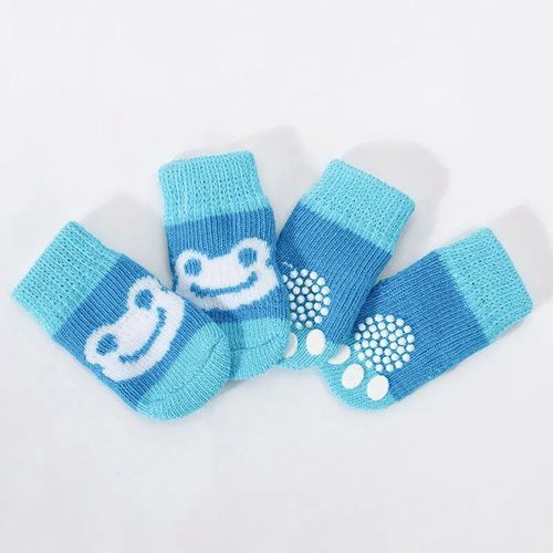 Chaussettes Tricotées Antidérapantes Pour Chiot,Couvre-Pied Pour Chien,Chaudes,En Coton,Dessin,Une Paire De 4 Fournitures Pour Animaux De Compagnie - Type Color-1-M