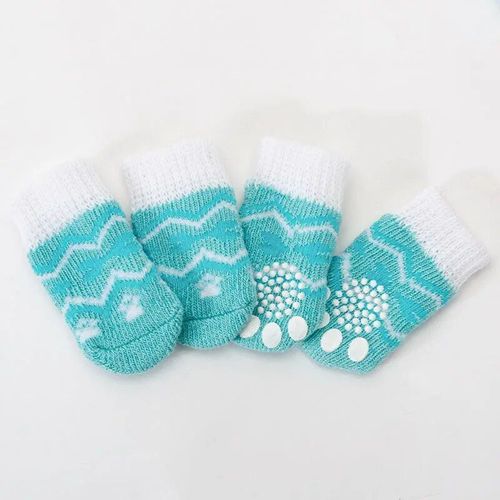 Chaussettes Tricotées Antidérapantes Pour Chiot,Couvre-Pied Pour Chien,Chaudes,En Coton,Dessin,Une Paire De 4 Fournitures Pour Animaux De Compagnie - Type Color-5-S