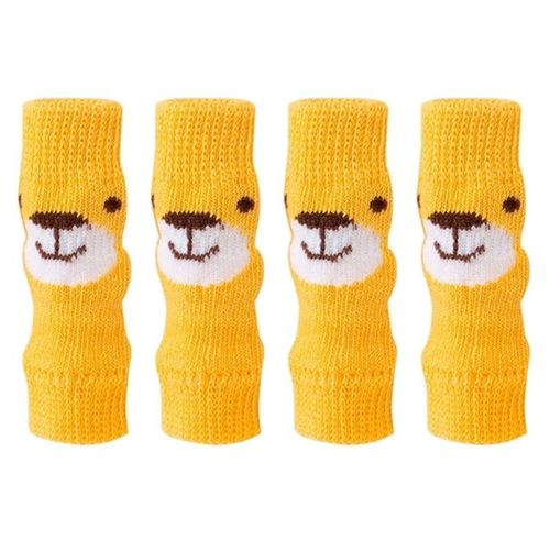Chaussettes Tricotées Pour Chiens,Lot De 4 Pièces,Protège-Genoux Pour Animaux De Compagnie,Chiot,Prévention Des Rayures,Chaussettes Chaudes D'hiver Pour Petits Et Moyens - Type Yellow Bear-12x4.2cm