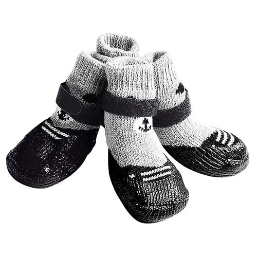 Chaussettes Pour Chien,Bottes D'extérieur Antidérapantes,Imperméables,Protège-Pattes Pour Chiot,Contrôle De Traction Pour Bois Dur,Avec Sangles Réglables - Type Black-M