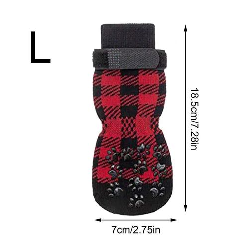 Chaussettes Double Face Antidérapantes Pour Chiens,Protège-Pattes Chaud Et Confortable,Avec Bande Élastique Réglable,Pour Petits,Moyens Et Grands Chiots - Type L