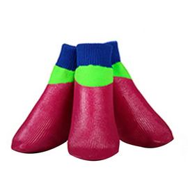 4pcs Doux Chiot Chaussons Chaussures Imperméable Résistant À L'usure 5 Tailles En Plein Air Bottes De Chien - Type Dark Purple #A