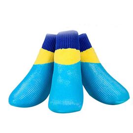 4pcs Doux Chiot Chaussons Chaussures Imperméable Résistant À L'usure 5 Tailles En Plein Air Bottes De Chien - Type Light Blue #D