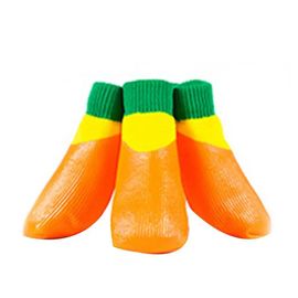 4pcs Doux Chiot Chaussons Chaussures Imperméable Résistant À L'usure 5 Tailles En Plein Air Bottes De Chien - Type Orange #B