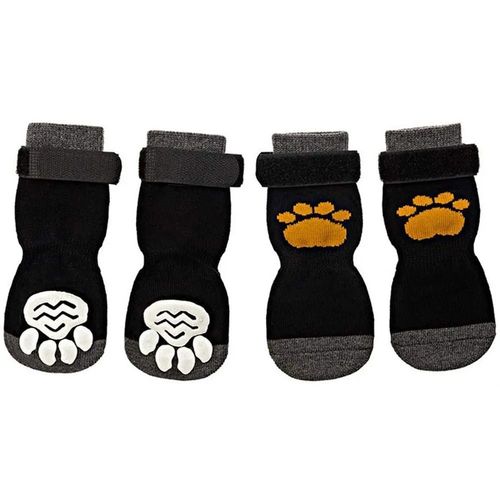 Chaussettes Coordonnantes Réglables Pour Animaux De Compagnie,Protection Des Pattes Avec Motif De Pattes,Contrôle De La Traction Intérieure,Usure Au Sol,Chiot Et Chien - Type Black B-M