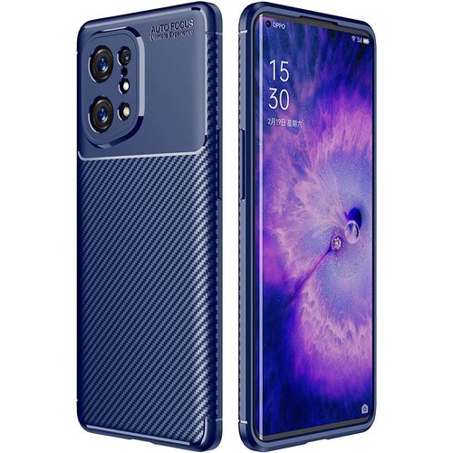 Coque Pour Oppo Find X5, Tpu [ Fibre De Carbone ] Pochette -Bleu