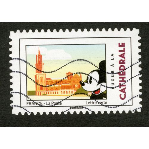 Timbre Oblitéré Fugue À La Cathédrale, France, La Poste, Lettre Verte
