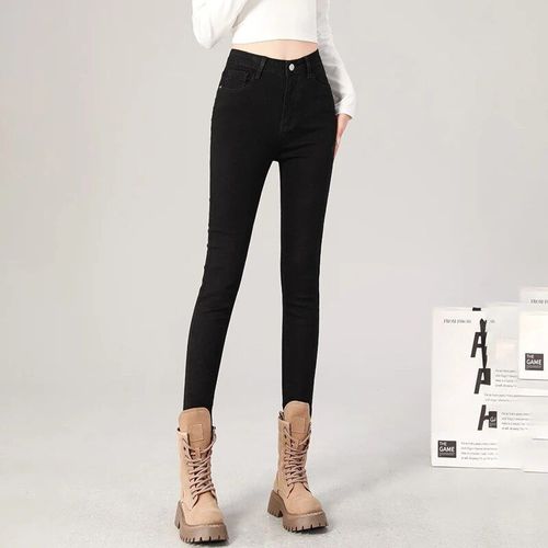 Jean Slim En Denim Bleu Pour Femme,Pantalon Crayon Délavé,Moulant,Taille Haute,Artificiel Astique,Commande,2024