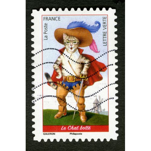 Timbre Oblitéré Le Chat Botté, La Poste, France, Lettre Verte, Galeron