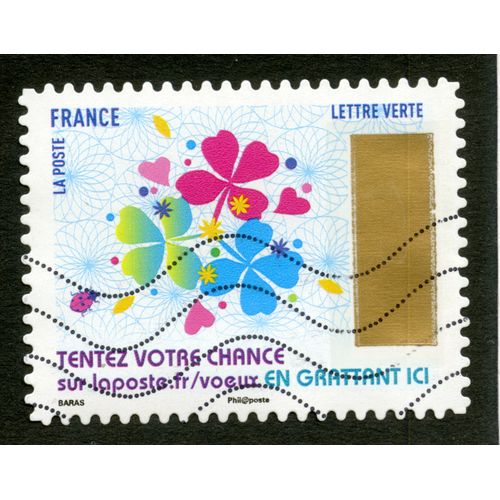 Timbre Oblitéré Tentez Votre Chance En Grattant Ici, La Poste, France, Lettre Verte