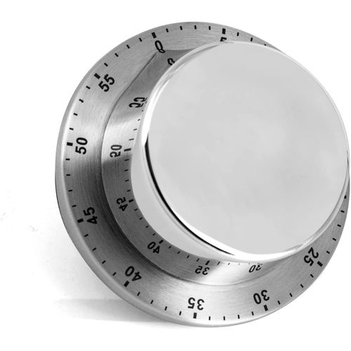Minuteur Mécanique De Cuisine Avec Base Magnétique, Horloge De Cuisine À Compte À Rebours De 60 Minutes, Minuteur De Cuisine Avec Alarme Sonore, Acier Inoxydable, À Coller Sur Le Réfrigérateur, Argent