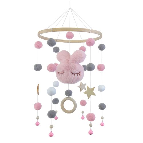 Mobile Bébé Bois avec Boules de Feutre Chambre de Bébé Cloche de Lit Suspendue Cloches Feutre Mobile Carillon Nouveau-né Garçon Fille Pendentif Lit Bébé Table à langer Décor