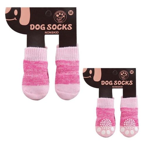2 Paires De Chaussettes Tricotées Pour Chiens,Motif De Dessin,Chaussons Pour Chiots,Pour La Maison - Type Pink-L