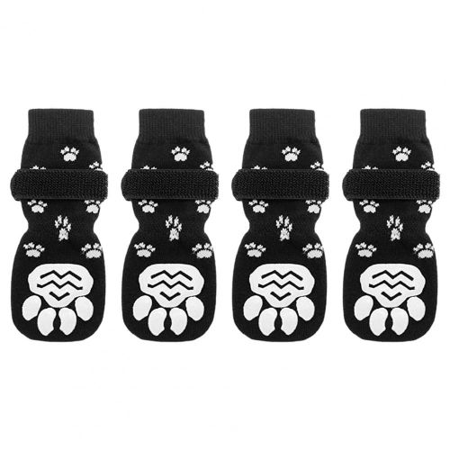 Azle-Chaussettes Courtes Pour Chiot,Longue Durée De Vie,Ruban De Fixation Lavable,Pour Chiens Moyens Et Grands,Protection Des Pattes,Décoratives - Type Black-S