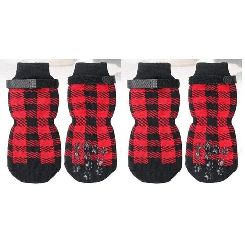 Benepaw-Chaussettes Anti-Aldes Souples Pour Chiens,Sangles Confortables,Contrôle De La Traction,Protecteur De Pattes Pour Animaux De Compagnie,Petit,Moyen,Grand Chien,Chiot,Intérieur - Type Rouge-L #B