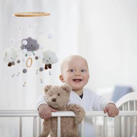 Mobile Bébé en Bois Cloches de Lit Bébé avec Boules de Feutre