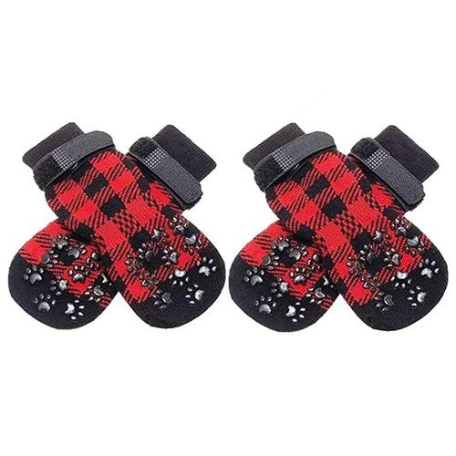 Chaussettes De Traction Anti-Ald Pour Animal De Compagnie,Patte D'intérieur Pour Chien,Réglable Avec Motif,Contrôle Du Sol,Protection Pour Chiot - Type Rouge-M
